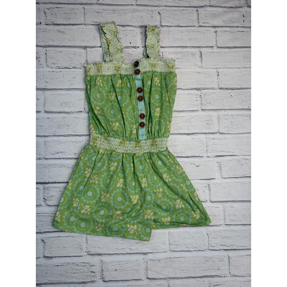 Matilda Jane 435 Girls Green Floral Smocked Romper Size 8